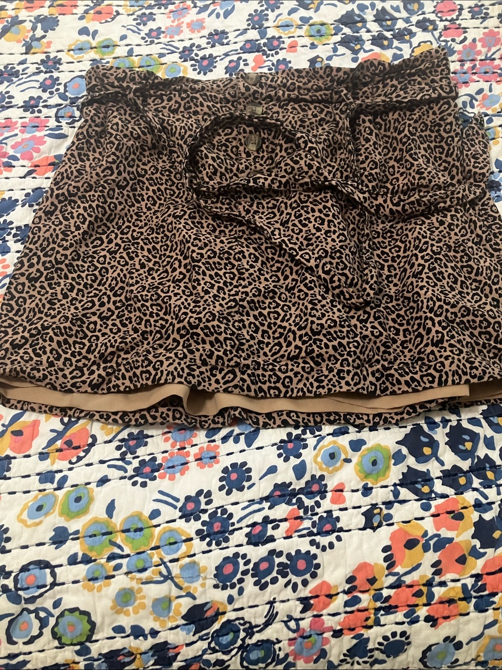 American Eagle Outfitters Brown and Black Leopard Print Mini Skirt